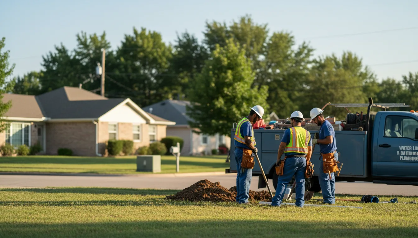 Residential water line and bathroom plumbing service in Headrick, OK